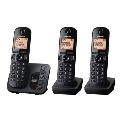Panasonic Cordless Black Telephone Desktop Handset with LCD Display 1.6in, Speakerphone, DECT Call Block TGC223E