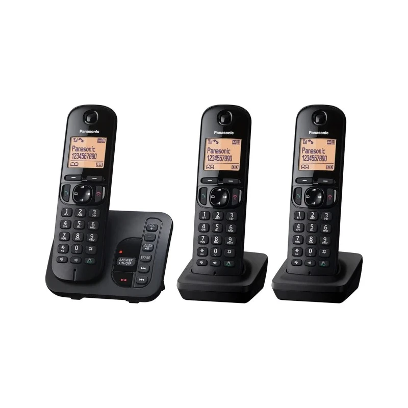 Panasonic Cordless Black Telephone Desktop Handset with LCD Display 1.6in, Speakerphone, DECT Call Block TGC223E