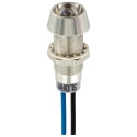 Sloan Blue Panel Mount Indicator, 28 V, 5 V, 20 mA, Lead Wire Termination, IP68, Recessed, Model 338821010B91GCL1