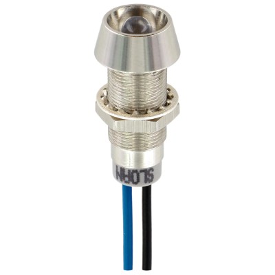 Sloan Blue Panel Mount Indicator, 28 V, 5 V, 20 mA, Lead Wire Termination, IP68, Recessed, Model 338821010B91GCL1