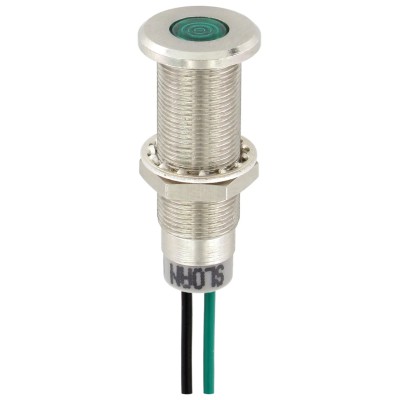 Sloan Green Panel Mount LED Indicator 3488 Series, 8.2x7.6 mm Mount Hole, Lead Wire Termination, IP68, 5V 348821G1G81NCL1
