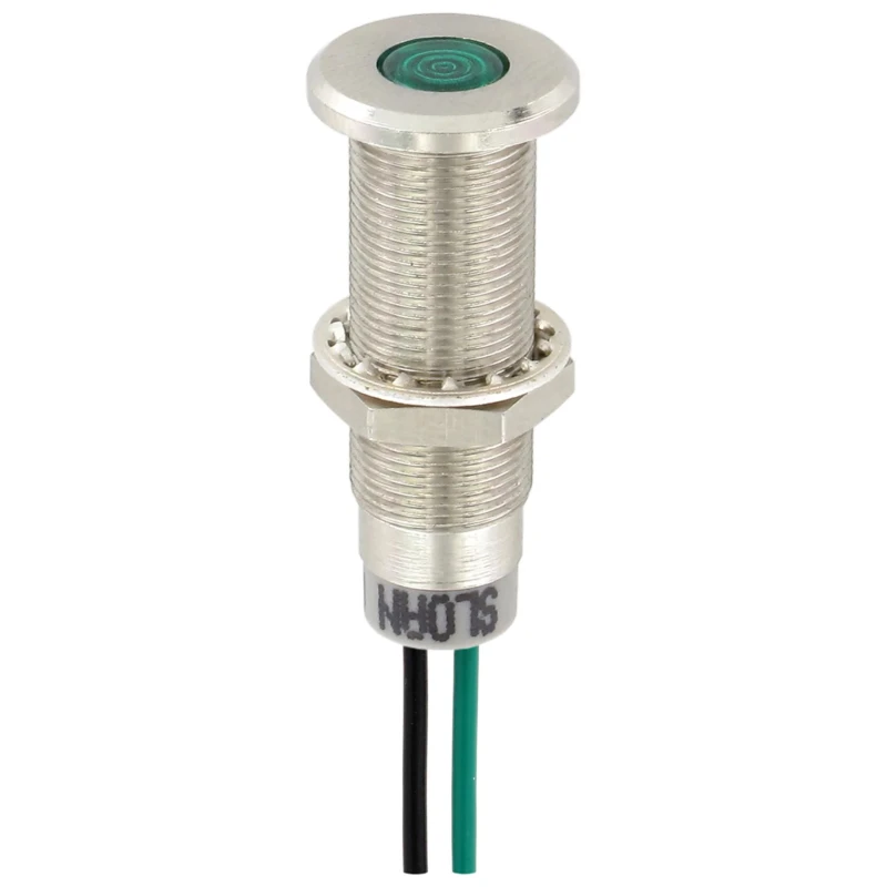 Sloan Green Panel Mount LED Indicator 3488 Series, 8.2x7.6 mm Mount Hole, Lead Wire Termination, IP68, 5V 348821G1G81NCL1