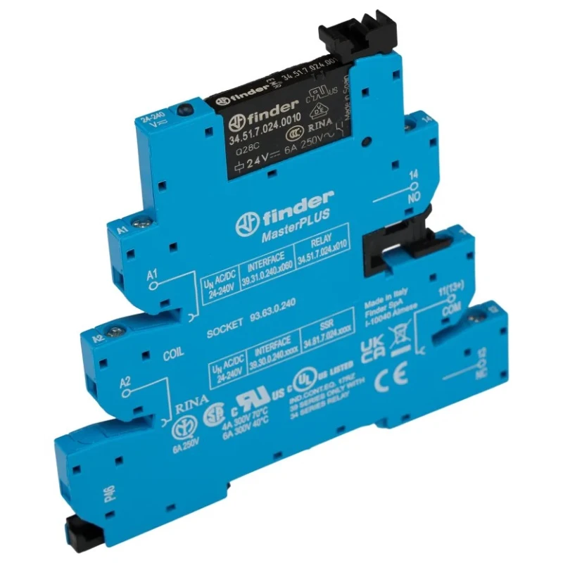 Finder 39 Series Electromechanical Interface Relay with DIN Rail Mount, 240V AC/DC Coil Voltage, SPDT 39.31.0.240.0060