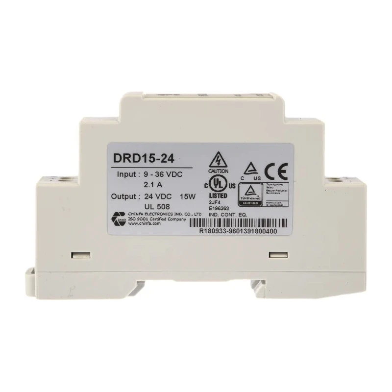 Chinfa DC/DC Converter, 24V DC Output, 630mA, 36V DC Max Input, DIN Rail Mount, 15W Power DRD15