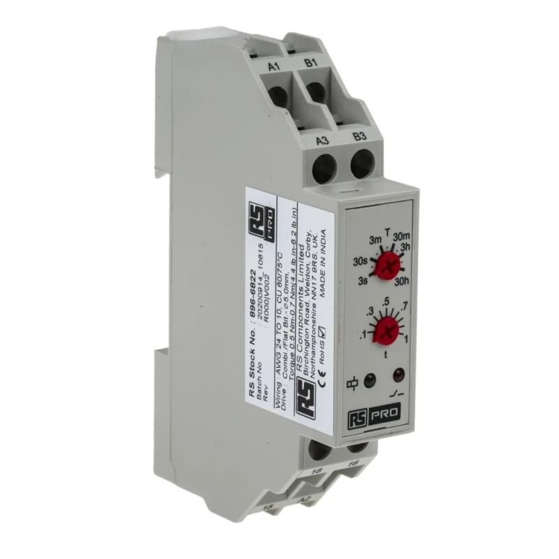 Dold DIN Rail Timer Relay 1-Contact Off Delay 24 V dc 24V ac 240 V ac 0.3 s to 30 h SPDT Switch Configuration 896-6822