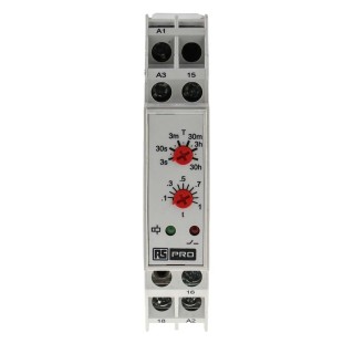 Eaton RS PRO DIN Rail Timer Relay, 1-Contact, 24 V DC 110 V AC, 24 V AC, ON Delay, 0.3 s to 30 h Timing Range, SPDT 896-6816