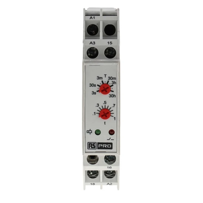 Eaton RS PRO DIN Rail Timer Relay, 1-Contact, 24 V DC 110 V AC, 24 V AC, ON Delay, 0.3 s to 30 h Timing Range, SPDT 896-6816
