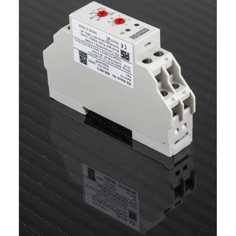 Eaton RS PRO DIN Rail Timer Relay 1-Contact 24 V dc 24V ac 240 V ac 0.3 s to 30 h ON Delay SPDT 896-6810