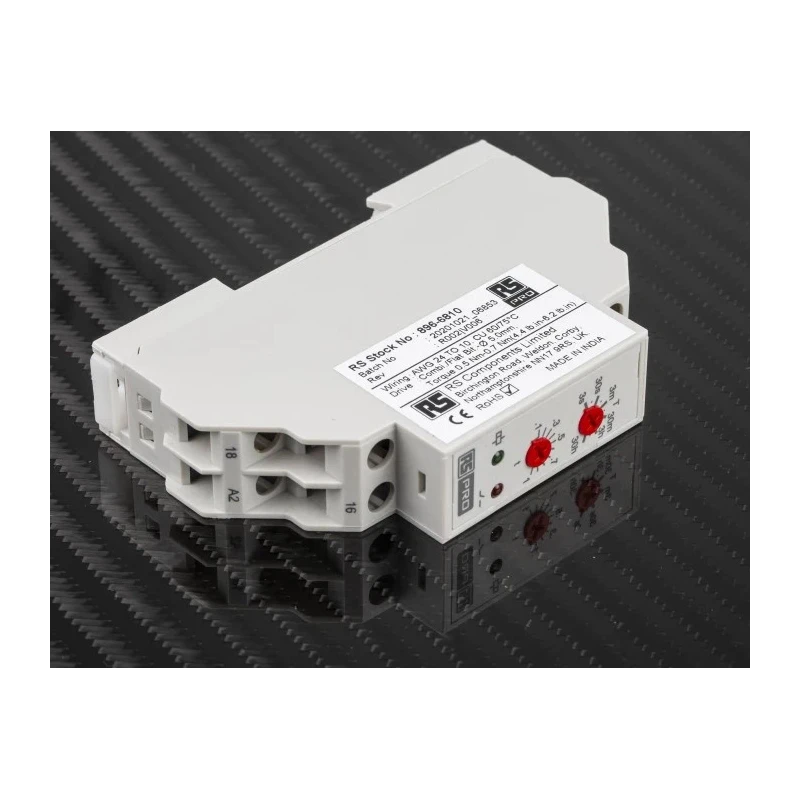 Eaton RS PRO DIN Rail Timer Relay 1-Contact 24 V dc 24V ac 240 V ac 0.3 s to 30 h ON Delay SPDT 896-6810
