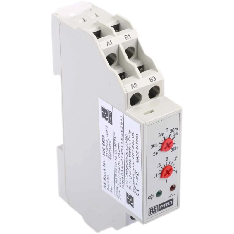 Relpol DIN Rail Timer Relay, 1-Contact, 24 V dc 110 V ac, 24 V ac, 0.3 s to 30 h, 1-Function, SPDT Switch 896-6829
