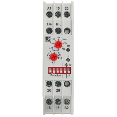 Tele DIN Rail Timer Relay Multifunction Signal Off Delay 1-Contact SPDT 240 V dc 24V ac 240 V ac 0.1 s to 120 Days 896-6841