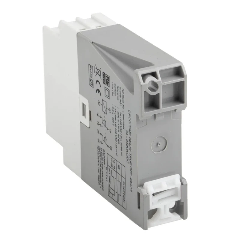 Brodersen Systems DIN Rail Timer Relay 2-Contact 24 V dc/ac 240 V ac 0.6 to 600 s Power-Off Delay DPDT 896-6844