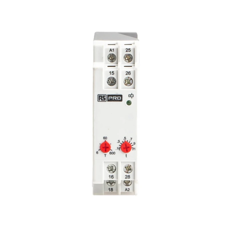 Brodersen Systems DIN Rail Timer Relay 2-Contact 24 V dc/ac 240 V ac 0.6 to 600 s Power-Off Delay DPDT 896-6844