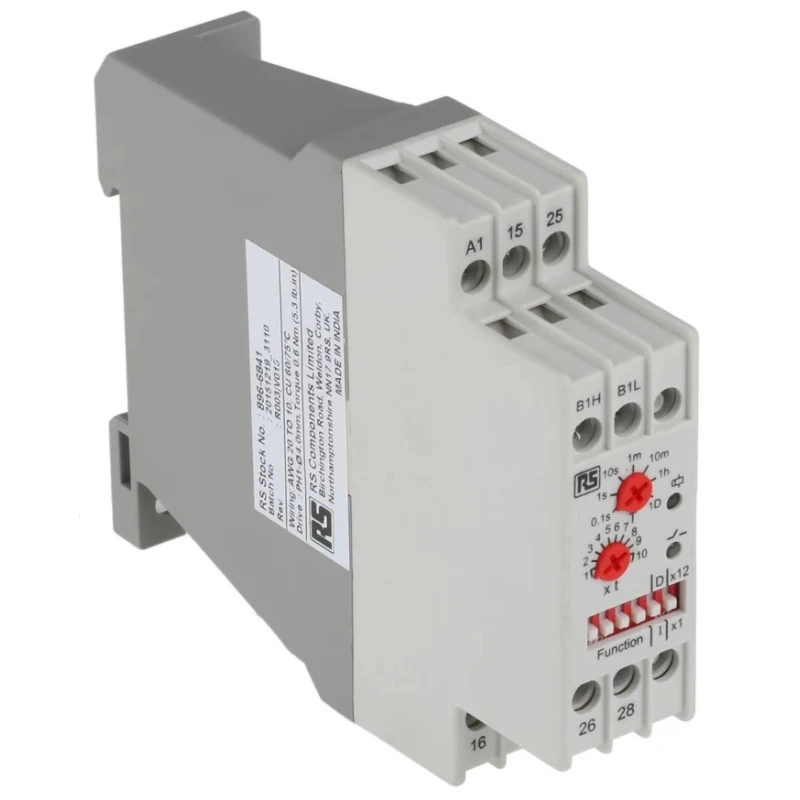 Tele DIN Rail Timer Relay Multifunction Signal Off Delay 1-Contact SPDT 240 V dc 24V ac 240 V ac 0.1 s to 120 Days 896-6841