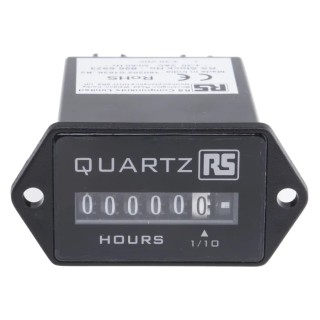 RS PRO 6 Digit Analogue Hour Meter Panel Mount 4 to 30V AC/DC ±0.02% Accuracy 896-6923