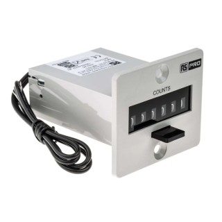 RS PRO 6 Digit Electromechanical Impulse Counter, Manual Reset, 230 V AC, 10 Hz Frequency 896-7011