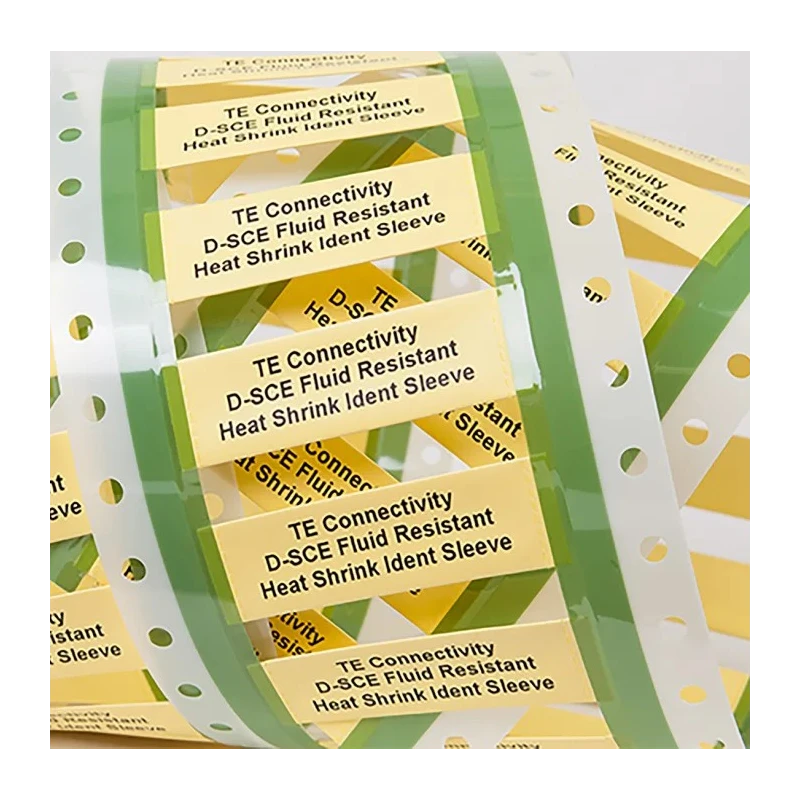 TE Connectivity Yellow White Print Polyolefin Heat Shrink Labels 50 mm Width 1000 Per Pack D-SCE-1K-2.4-50-4