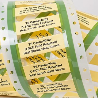 TE Connectivity Yellow White Print Polyolefin Heat Shrink Labels 50 mm Width 1000 Per Pack D-SCE-1K-3.2-50-4