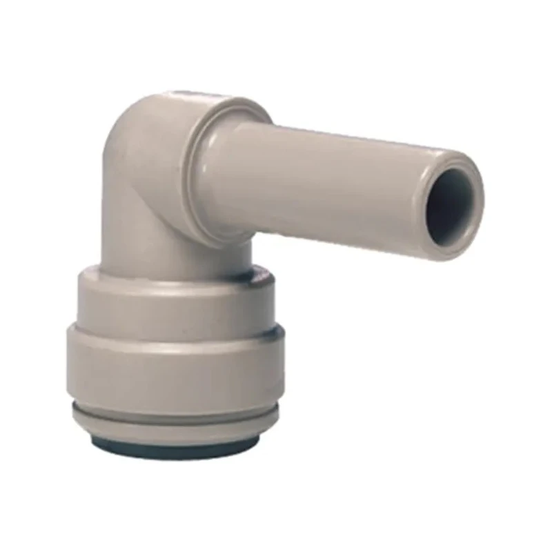 John Guest Plastic Pipe Fitting, 1/4 in Push Fit Stem Elbow Acetal, 10 Bar Pressure PI220808S