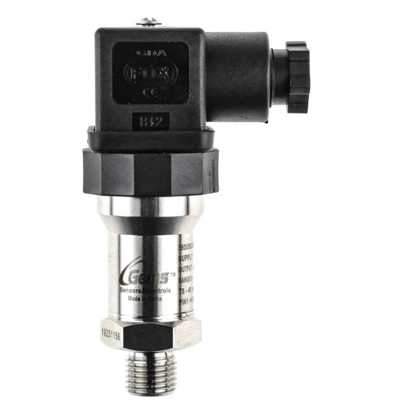 Gems Sensors 3500 Series Compact Low Pressure Sensor, Current Output, Absolute Reading, 1 bar, Stainless 3500B0001A01G000