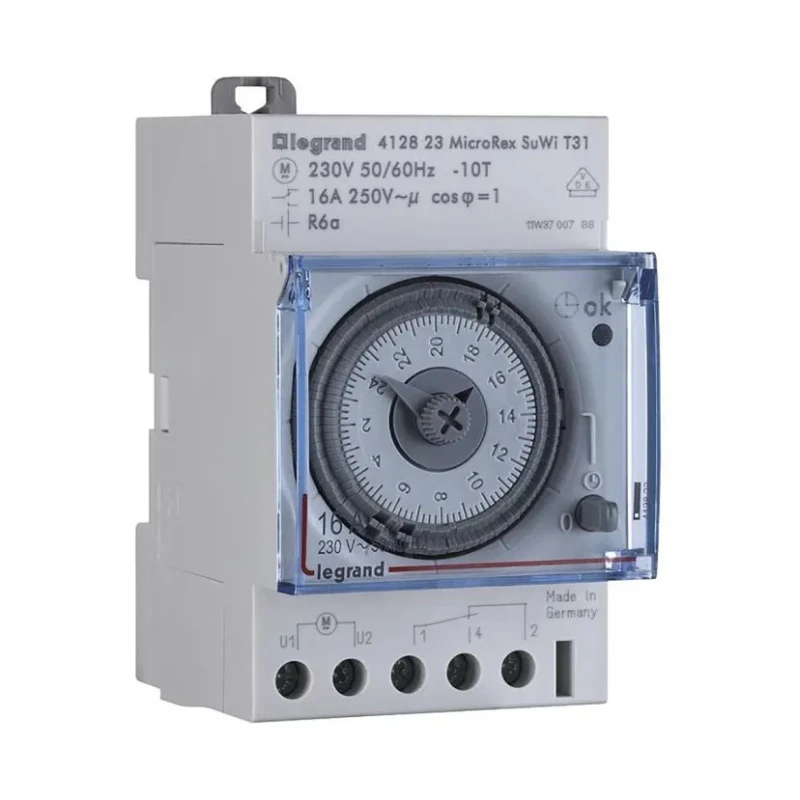 Legrand Analogue DIN Rail Time Switch 250V AC 1 Channel SPDT Contact Configuration 4 128 23