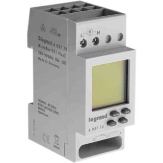 Legrand Digital MicroRex Plus 2 DIN Rail Digital Time Switch, 230V ac Model 6 037 70