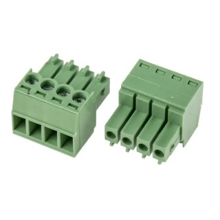 RS PRO Pluggable Terminal Block 4-Contact 3.5 mm Pitch 1 Row Green Polyamide Housing 200V 10A 897-1004