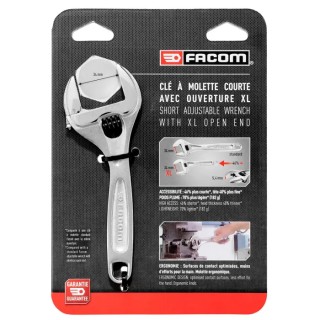 Facom Adjustable Spanner 33 mm Jaw Capacity, 160mm Overall Length, Metal Handle, Chrome Vanadium Steel 113AS.6CPB