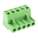 RS PRO Pluggable Terminal Block 5-Contact 5.08 mm Pitch 1 Row, Green Polyamide Housing 300V 15A 897-1225