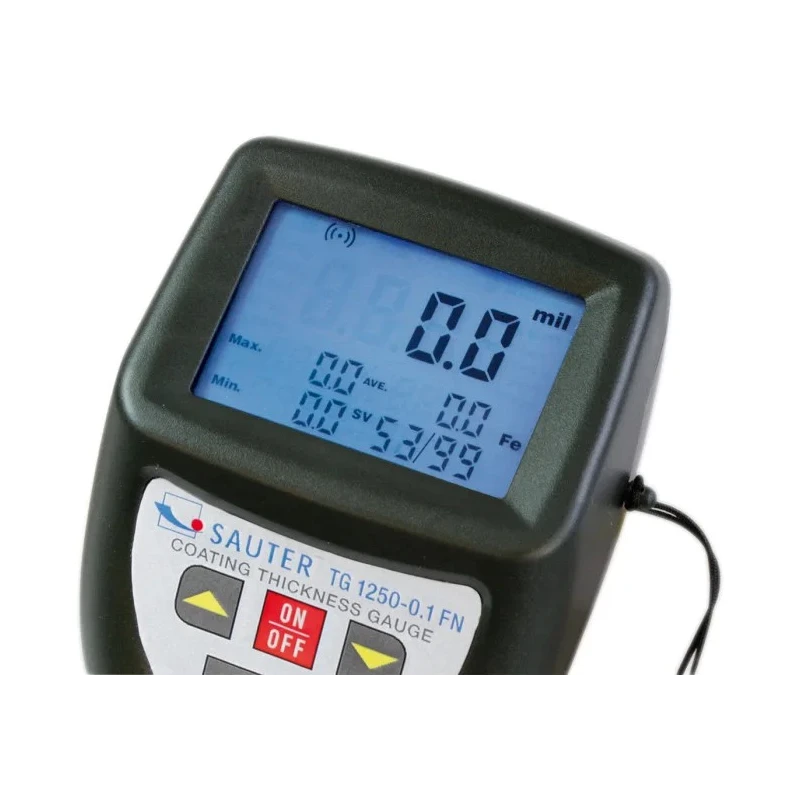 Sauter Digital Coating Thickness Meter 1% Accuracy, LCD Display, 0°C to 50°C Operating Temperature TG 1250-0.1FN