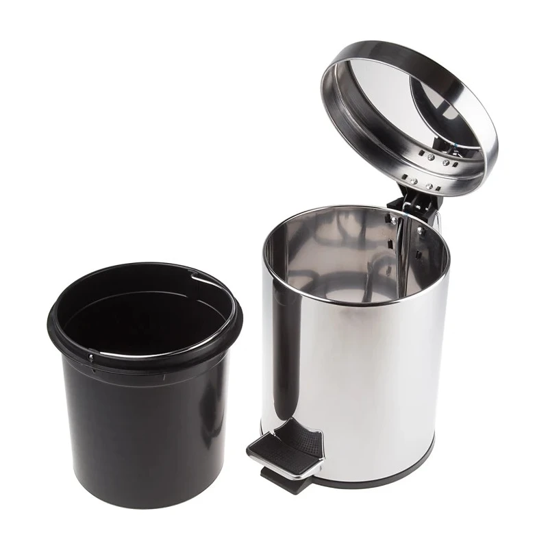 RS PRO 5L Silver Pedal Stainless Steel Waste Bin 898-8311