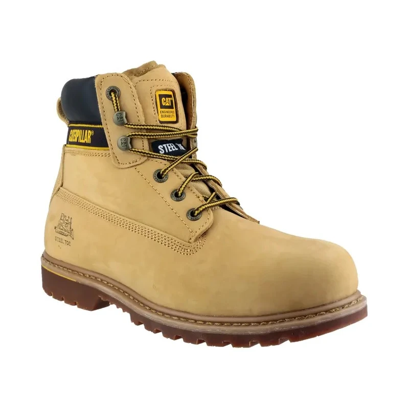 CAT Holton Honey Steel Toe Capped Men's Safety Boots Size UK 10 EU 44 Heat Resistant SRC Slip Resistant Rubber Sole P708215