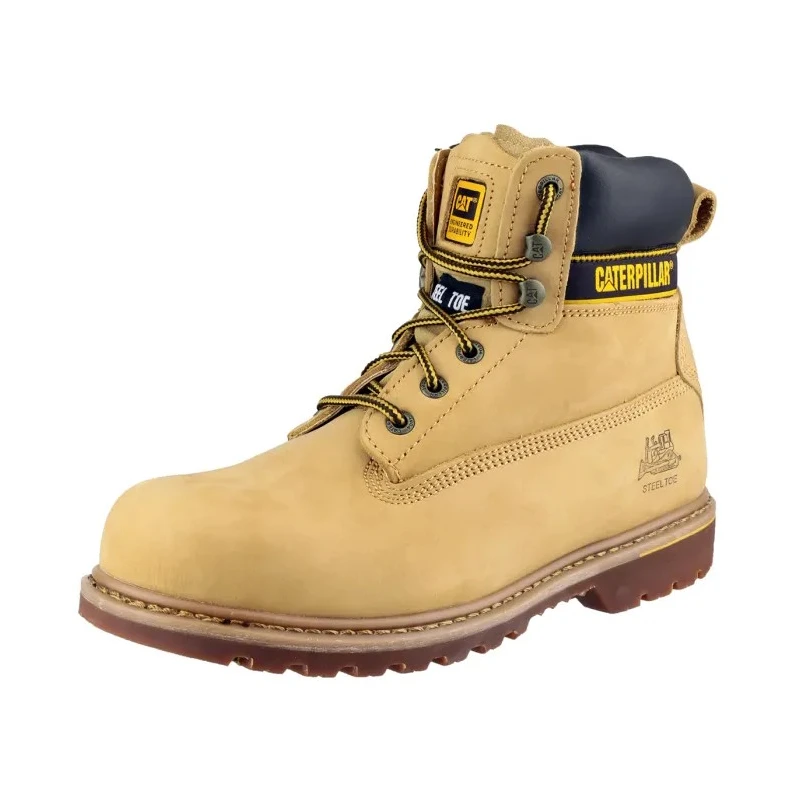 CAT Honey Nubuck Leather Men's Steel Toe Capped Safety Boots Lace Up Size UK 11 EU 46 SRC Slip Resistance Heat P708215