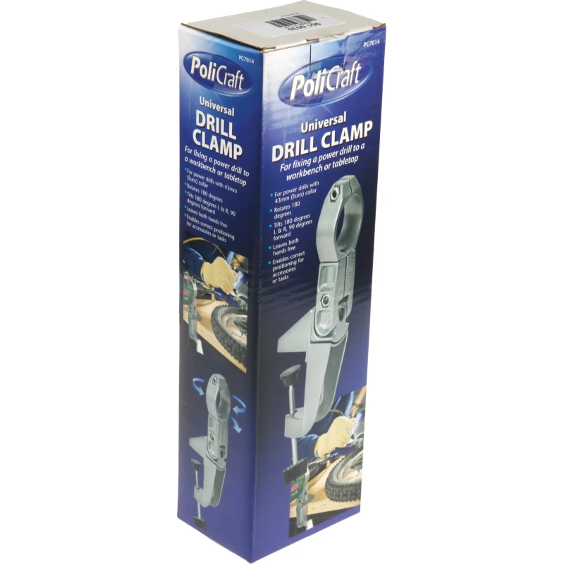 RS PRO Drill Stand Drill Clamp 43mm Euro Collar, Die Cast Aluminium and Plated Steel Construction 901-0630
