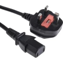 RS PRO Power Cord IEC C17 to BS1363, 2 m Length, 250 V, 6 A, Black PVC BS1363