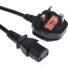 RS PRO Power Cord IEC C17 to BS1363, 2 m Length, 250 V, 6 A, Black PVC BS1363