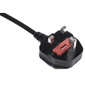 RS PRO Power Cord IEC C17 to BS1363, 2 m Length, 250 V, 6 A, Black PVC BS1363