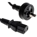 RS PRO IEC C17 to AS/NZS 3112 Power Cord 2 m Black PVC 250V 10A 901-0750