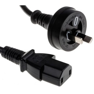 RS PRO IEC C17 to AS/NZS 3112 Power Cord 2 m Black PVC 250V 10A 901-0750