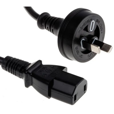 RS PRO IEC C17 to AS/NZS 3112 Power Cord 2 m Black PVC 250V 10A 901-0750
