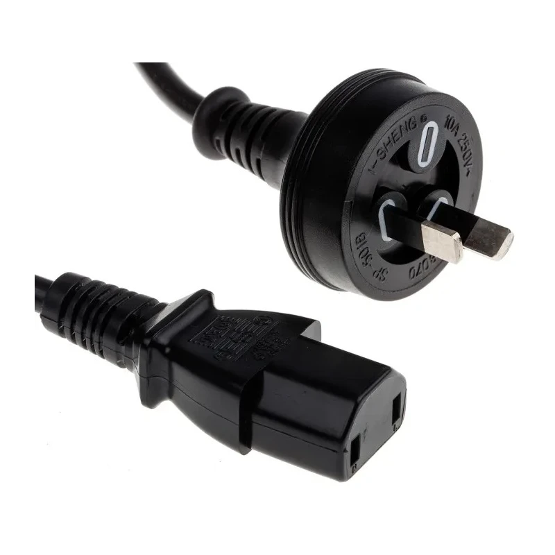RS PRO IEC C17 to AS/NZS 3112 Power Cord 2 m Black PVC 250V 10A 901-0750