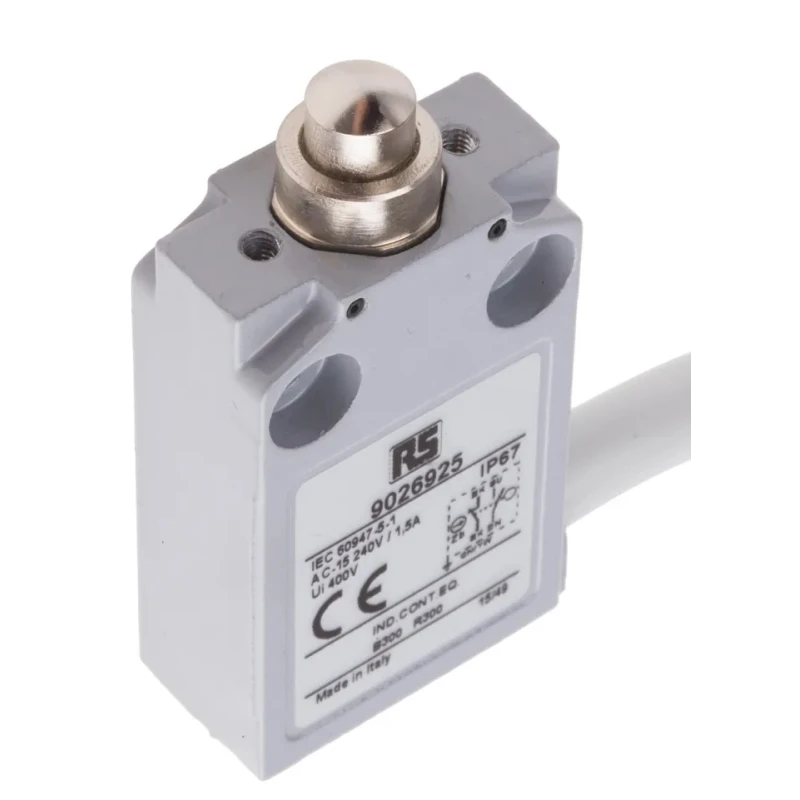 RS PRO Plunger Limit Switch, 1 NO/1 NC, Die Cast Zinc Housing, 240V AC, 5A, IP67 IP67