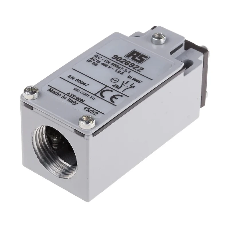 RS PRO Plunger Limit Switch, 1 NO/1 NC, Zinc Alloy Housing, IP66, 400V AC, 10A IP66