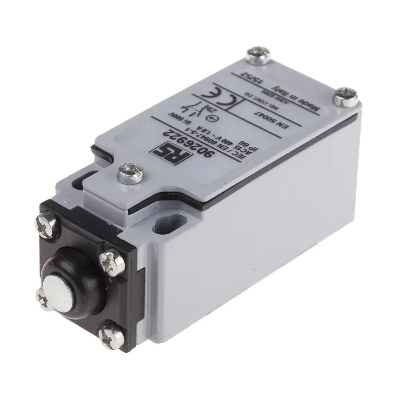 RS PRO Plunger Limit Switch, 1 NO/1 NC, Zinc Alloy Housing, IP66, 400V AC, 10A IP66