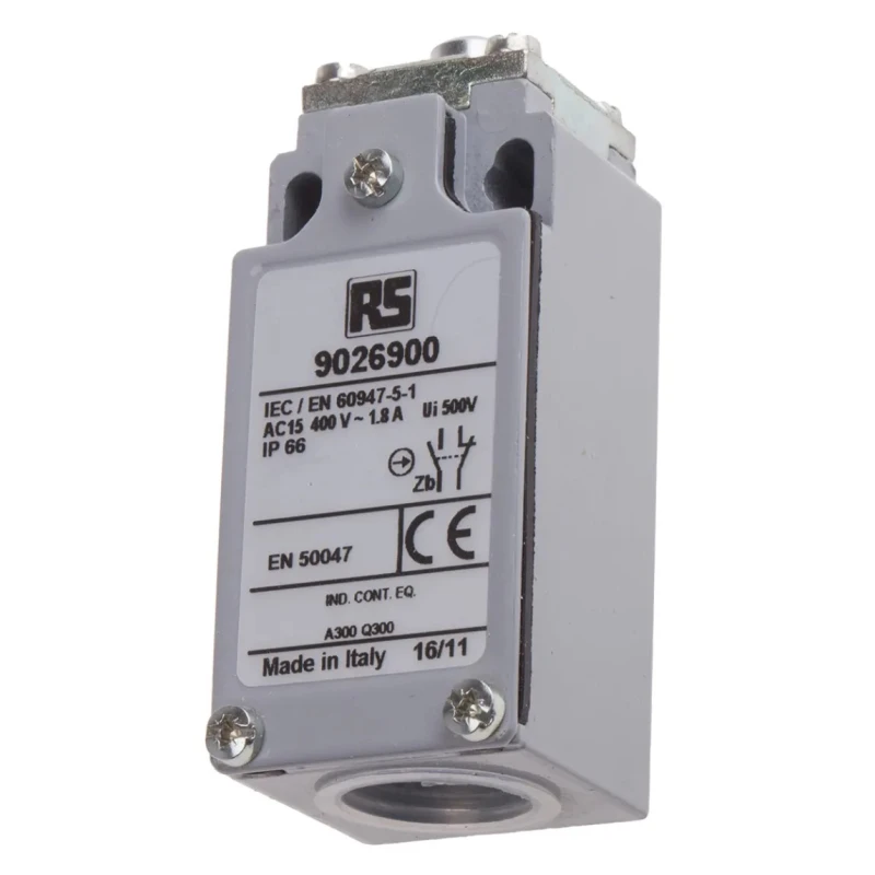 RS PRO Plunger Limit Switch, 1 NO/1 NC Contact, IP66 Zinc Alloy Housing, 400V AC, Snap Action IP66