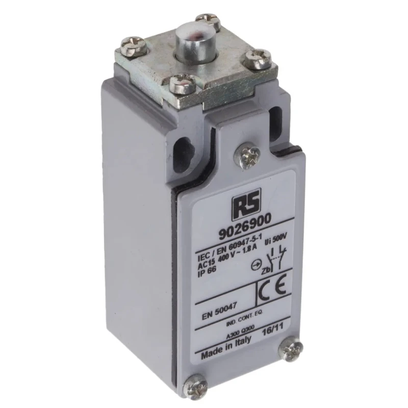 RS PRO Plunger Limit Switch, 1 NO/1 NC Contact, IP66 Zinc Alloy Housing, 400V AC, Snap Action IP66