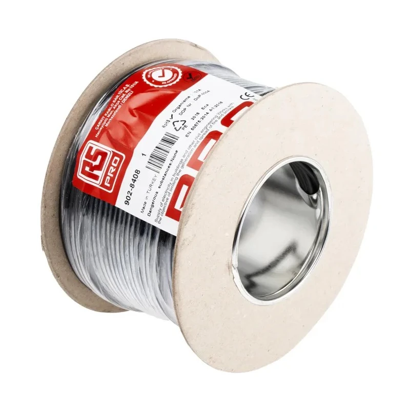 RS PRO Black 2.5 mm² Hook Up Wire, 14 AWG, 45/0.25 mm Core Strands, 100 m Length, Polyvinyl Chloride Sheath 902-8408