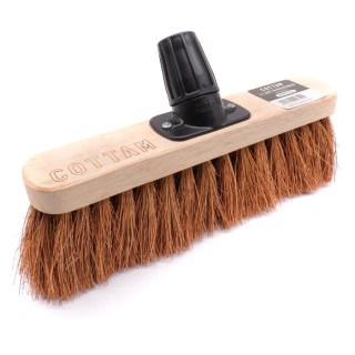 Cottam Broom Brown With Natural Coco Bristles Push Broom for Indoor and Outdoor Areas 903-3478