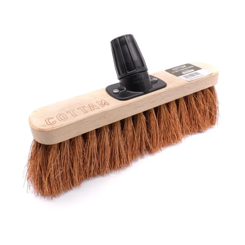 Cottam Broom Brown With Natural Coco Bristles Push Broom for Indoor and Outdoor Areas 903-3478
