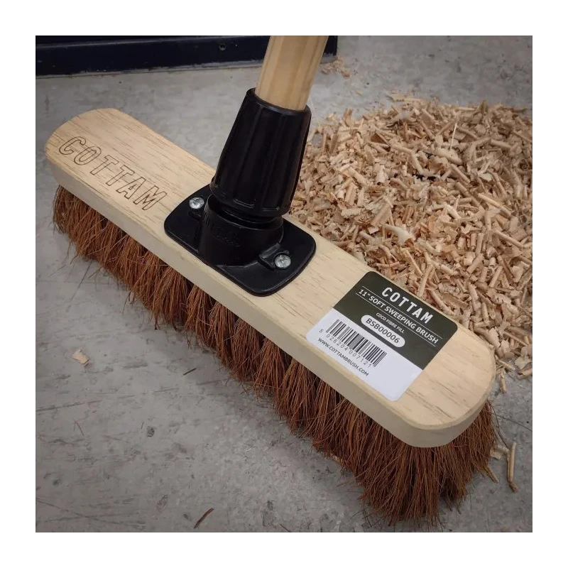Cottam Broom Brown With Natural Coco Bristles Push Broom for Indoor and Outdoor Areas 903-3478